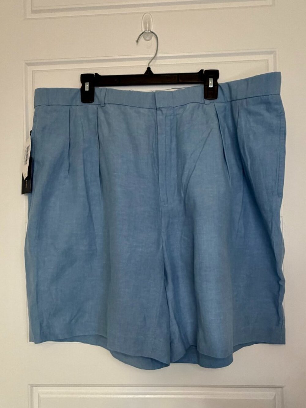 Vintage Polo Ralph Lauren Linen Silk Pleated Shorts Blue Mens Size 42 NWT Golf